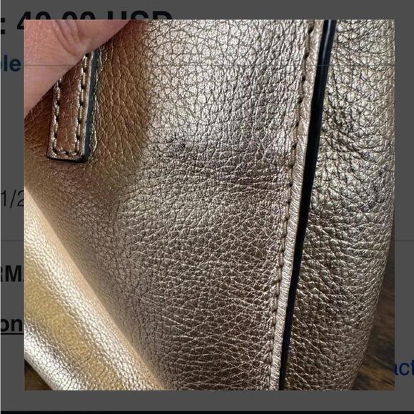 Marc Jacobs Luxury Embellished Gold Metallic Leather Tote Shoulder Bag (MJXX040) - Picture 6 of 15